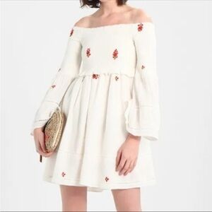 Free People Counting Daisies Dress Off Shoulder White Size M